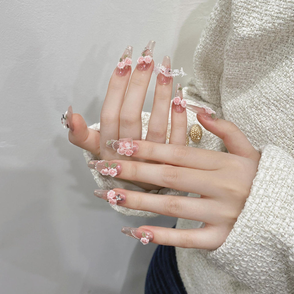 Cozino™ Handmade 3D UV Crystal Nail Set – Long Ladder Edition