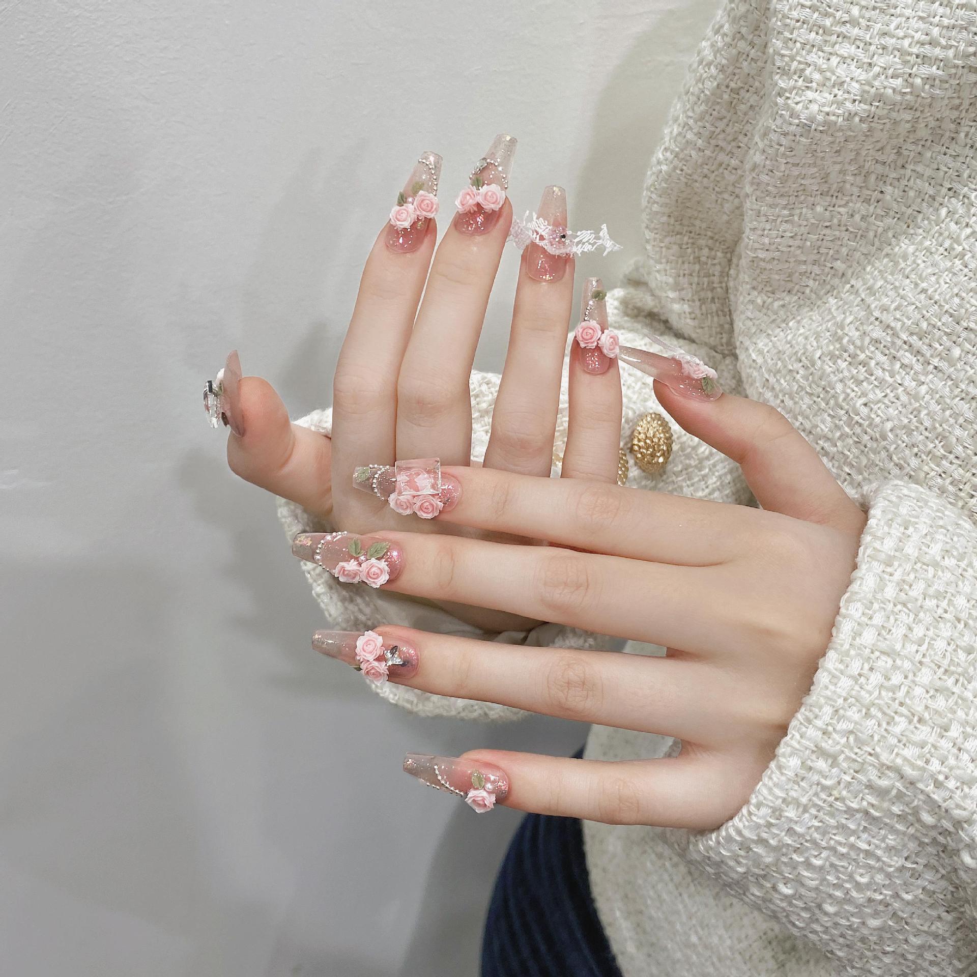 Cozino™ Handmade 3D UV Crystal Nail Set – Long Ladder Edition